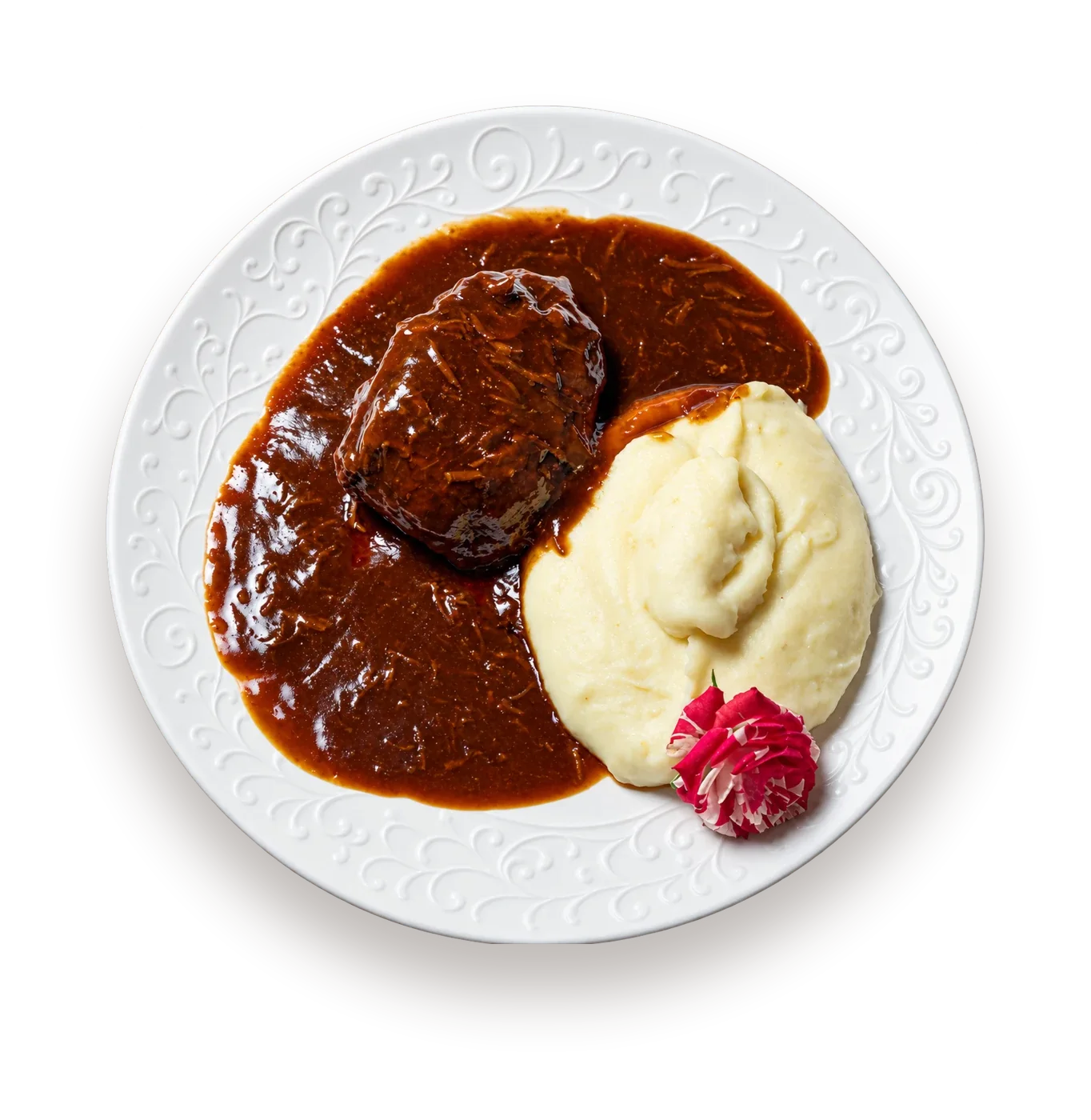 Guancia di manzo brasata con crema di patate
